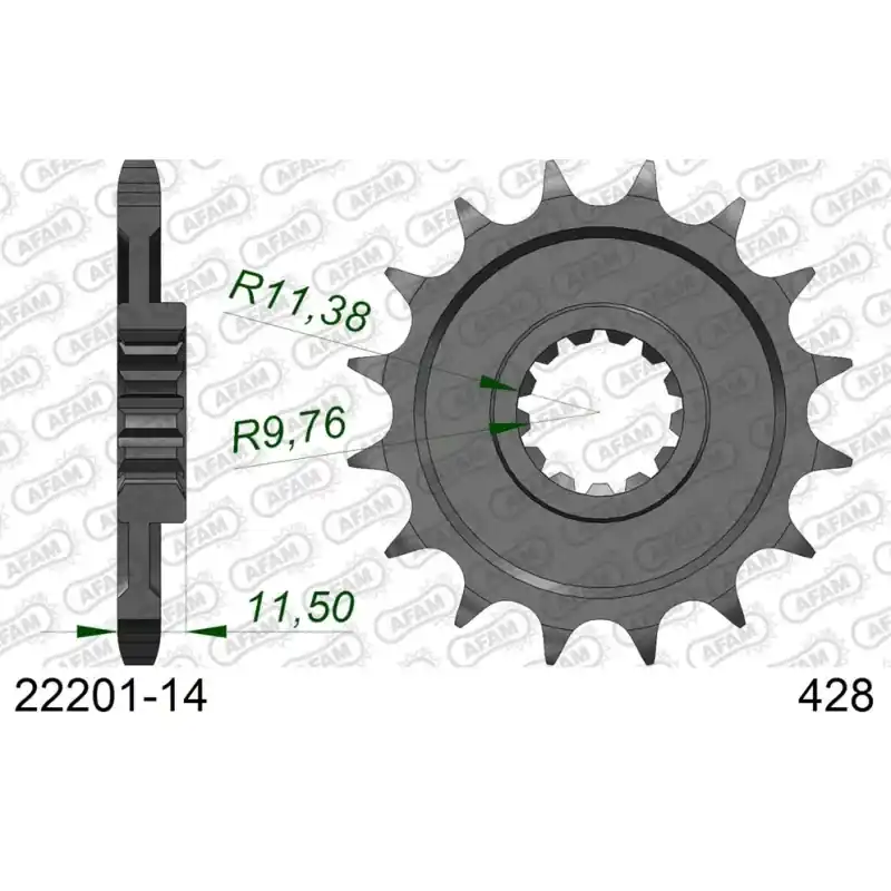 Authentique Pignon 14 dents pour chaine 428
