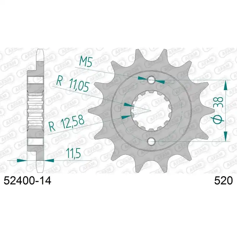 Authentique Pignon 14 dents pour chaine 520