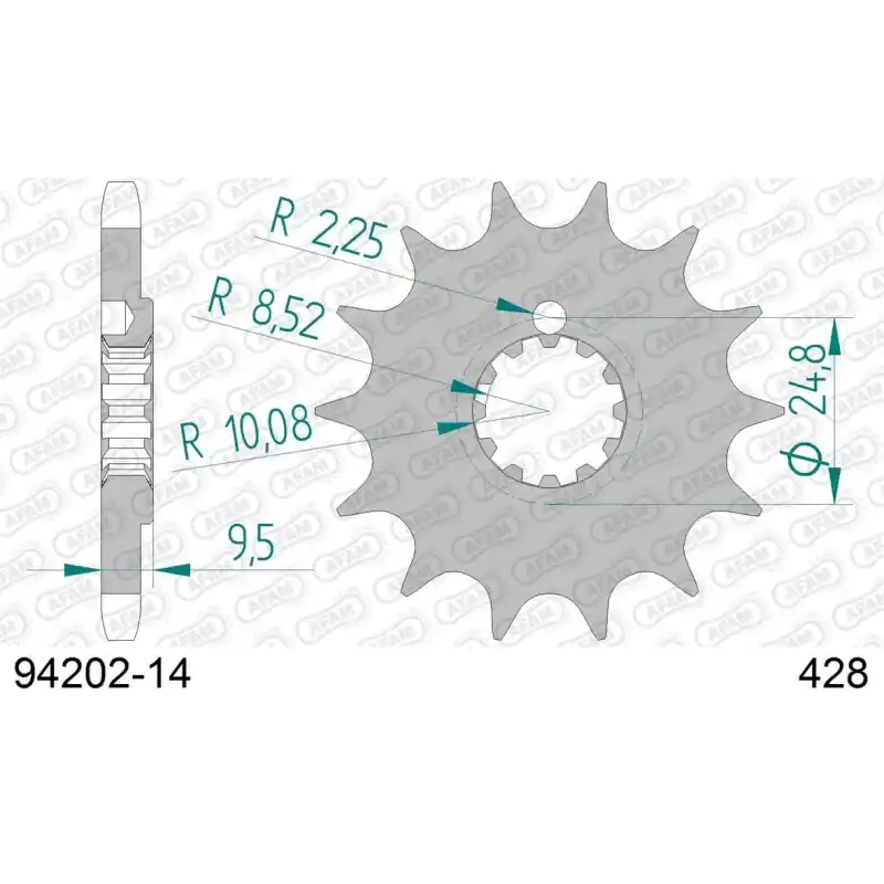 Authentique Pignon 14 dents pour chaine 428