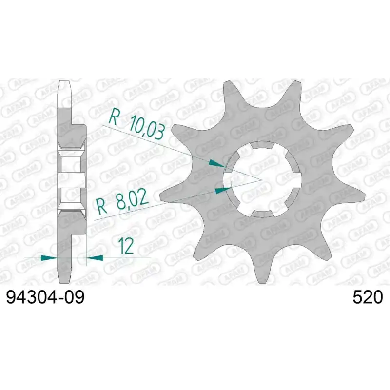 Usine Directe Pignon 09 dents pour chaine 520