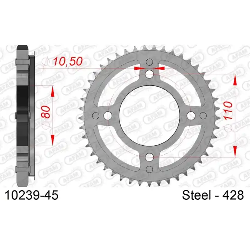 Achetez Aujourd&rsquo;hui Couronne Acier 45 dents pour chaine 428