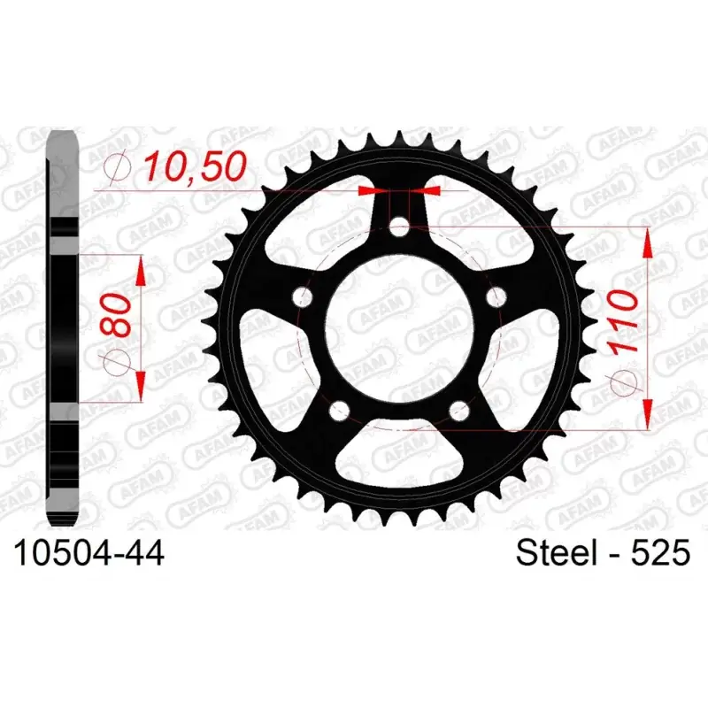 Solde Couronne Acier 44 dents pour chaine 525