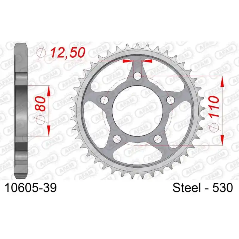 Acheter Direct Couronne Acier 39 dents pour chaine 530