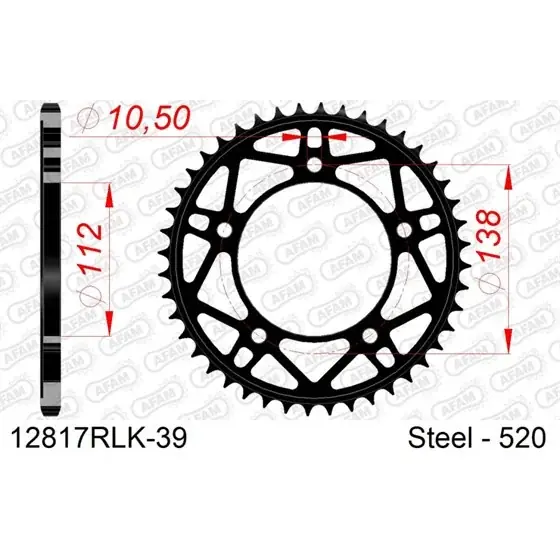 Acheter Direct Couronne Acier 39 dents pour chaine 520
