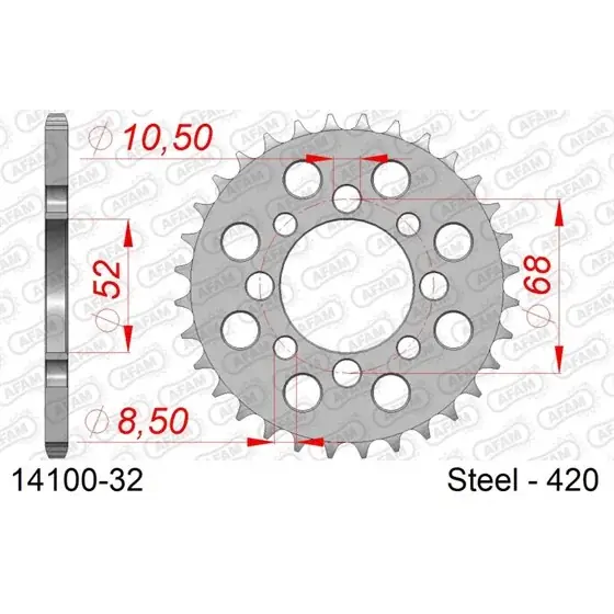 Certifié Couronne Acier 32 dents pour chaine 420