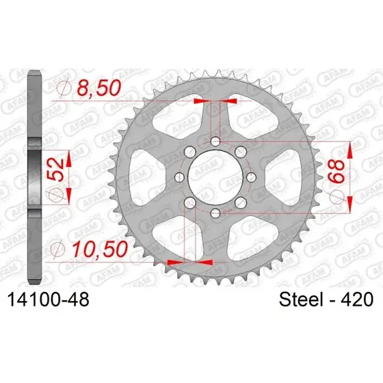 Couronne Acier 48 dents pour chaine 420 Vente Flash