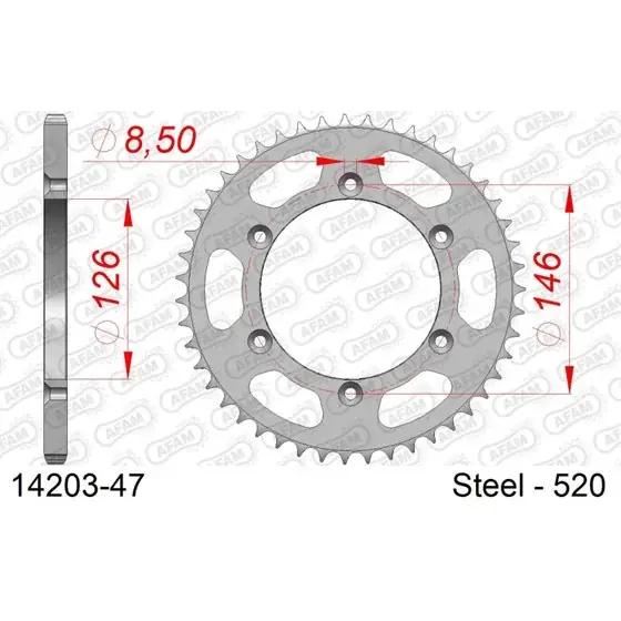 Certifié Couronne Acier 47 dents pour chaine 520