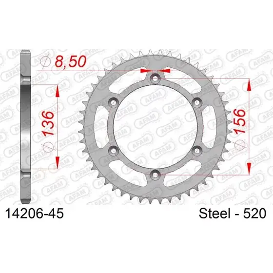 Seulement Aujourd&rsquo;hui Couronne Acier 45 dents pour chaine 520