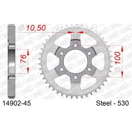 Couronne Acier 45 dents pour chaine 530 Authentique