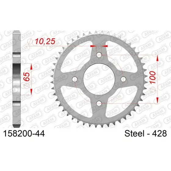 Certifié Couronne Acier 44 dents pour chaine 428