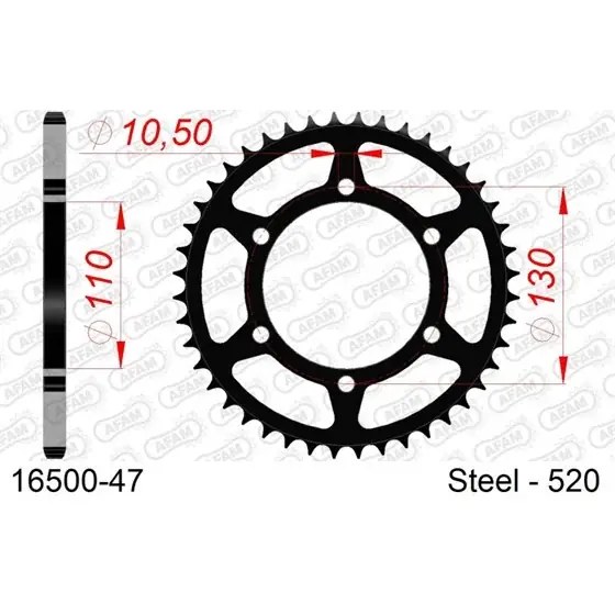 Soldes Couronne Acier 47 dents pour chaine 520