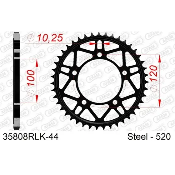 Bon Plan Couronne Acier 44 dents pour chaine 520