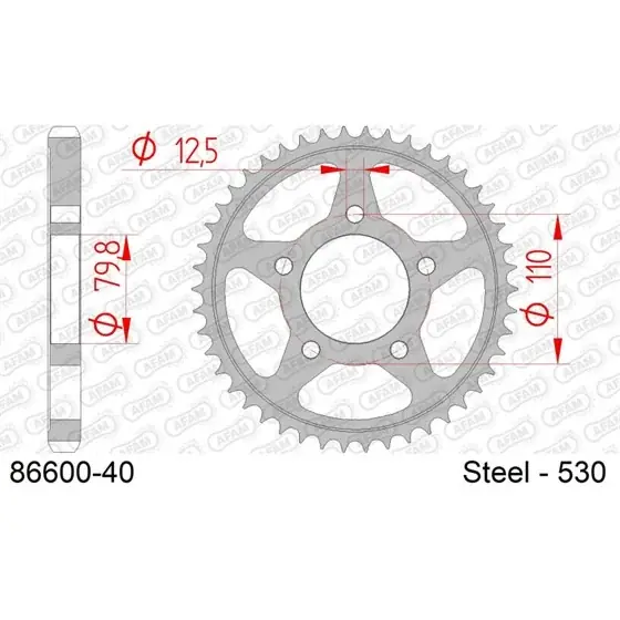 Bon Marché Couronne Acier 40 dents pour chaine 530