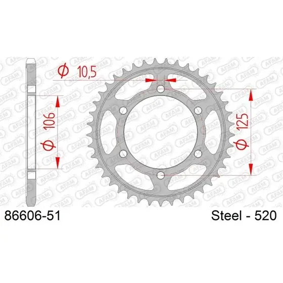Bon Marché Couronne Acier 51 dents pour chaine 520