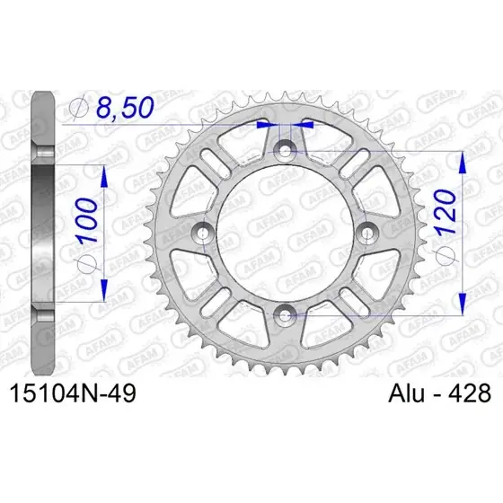 Soldes Couronne En Alu 49 dents pour chaine 428