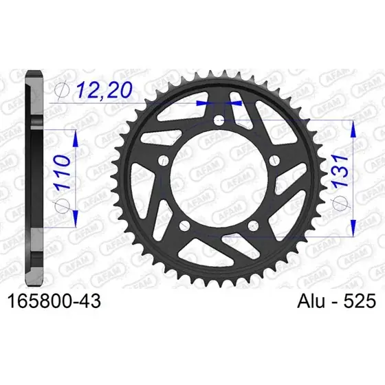 Couronne En Alu 43 dents pour chaine 525 PAS DE HARD S 1000 RR Usine Directe