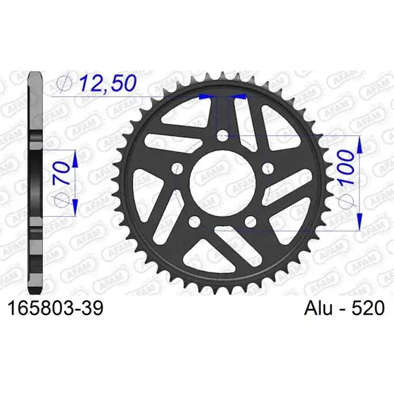 Solde Couronne En Alu 39 dents pour chaine 520