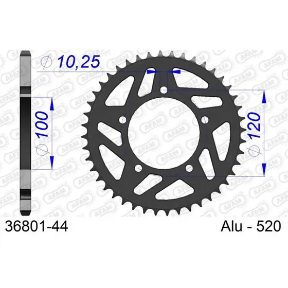 Top Vente Couronne En Alu 44 dents pour chaine 520