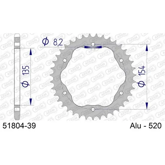 Super Prix Couronne En Alu 39 dents pour chaine 520 POUR PCD3 ET PCD4