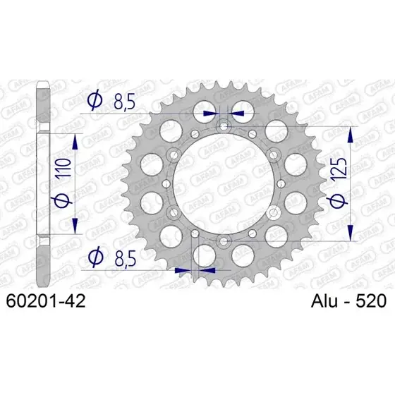 Vente Directe Couronne En Alu 42 dents pour chaine 520