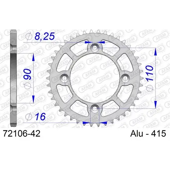 Usine Directe Couronne En Alu 42 dents pour chaine 415