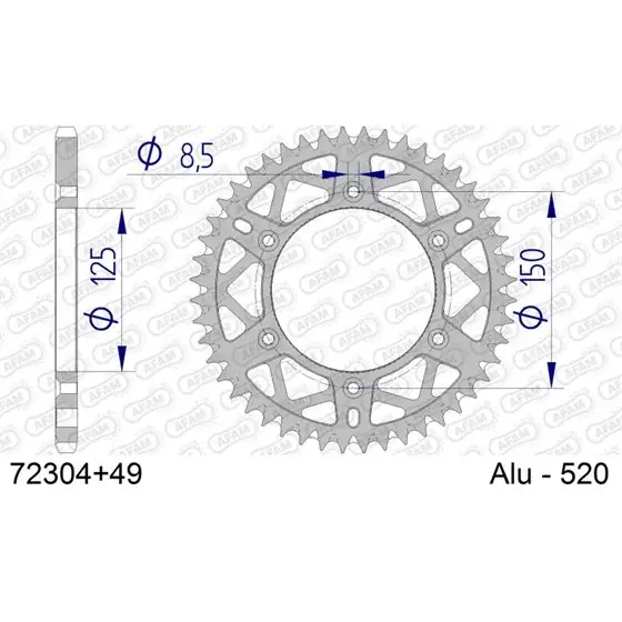Vente Directe Couronne En Alu 49 dents pour chaine 520 S/C