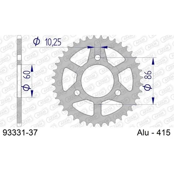 Couronne En Alu 37 dents pour chaine 415 Populaire