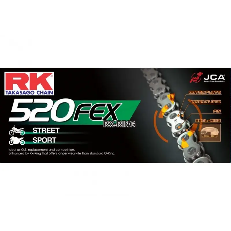 Offre Limitée Chaine RK 520FEX RX'Ring Super Renforcée Pas de 520 – Couleur Acier