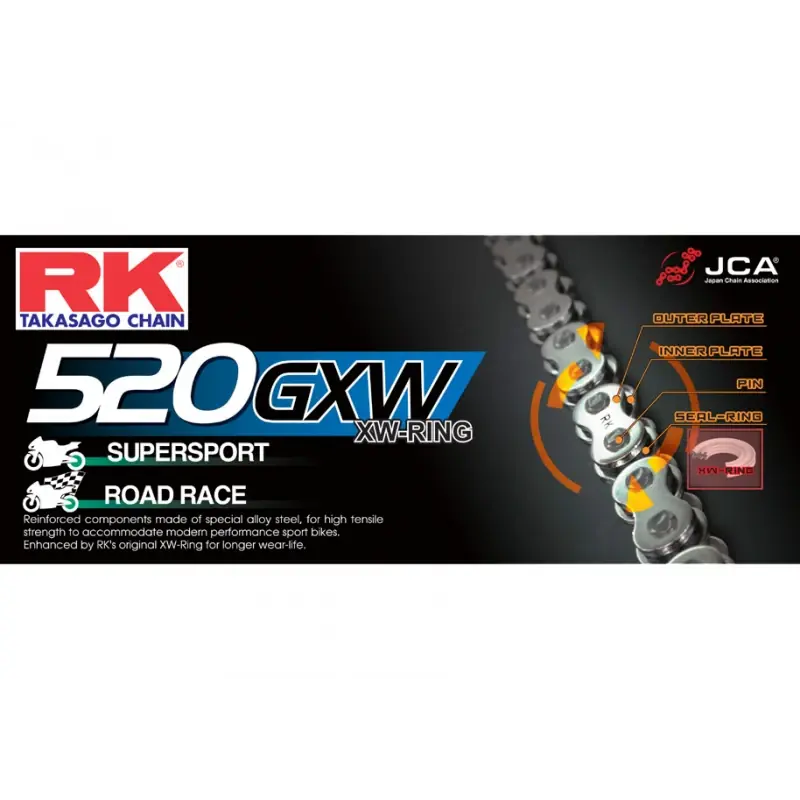 Affaire À Saisir Chaine RK 520GXW-T XW'Ring Ultra Renforcée Pas de 520 – Couleur Acier