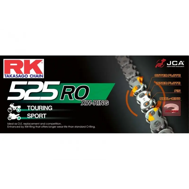 Chaine RK 525RO XW'Ring Ultra Renforcée Pas de 525 – Couleur Gold Marque