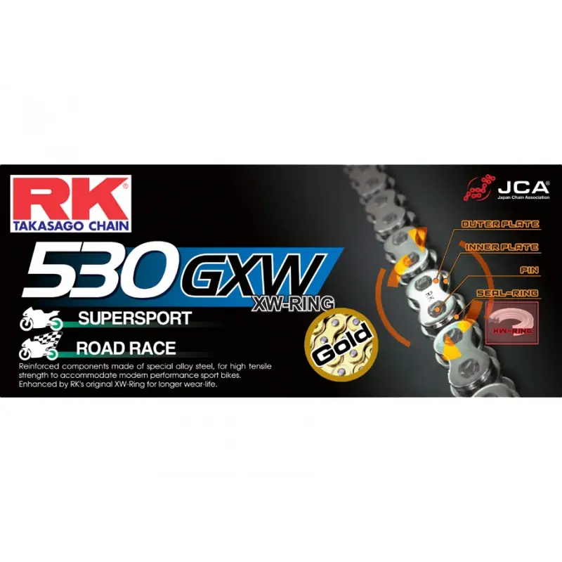 Chaine RK GB530GXW XW'Ring Ultra Renforcée Pas de 530 – Couleur Gold Satisfait Ou Remboursé