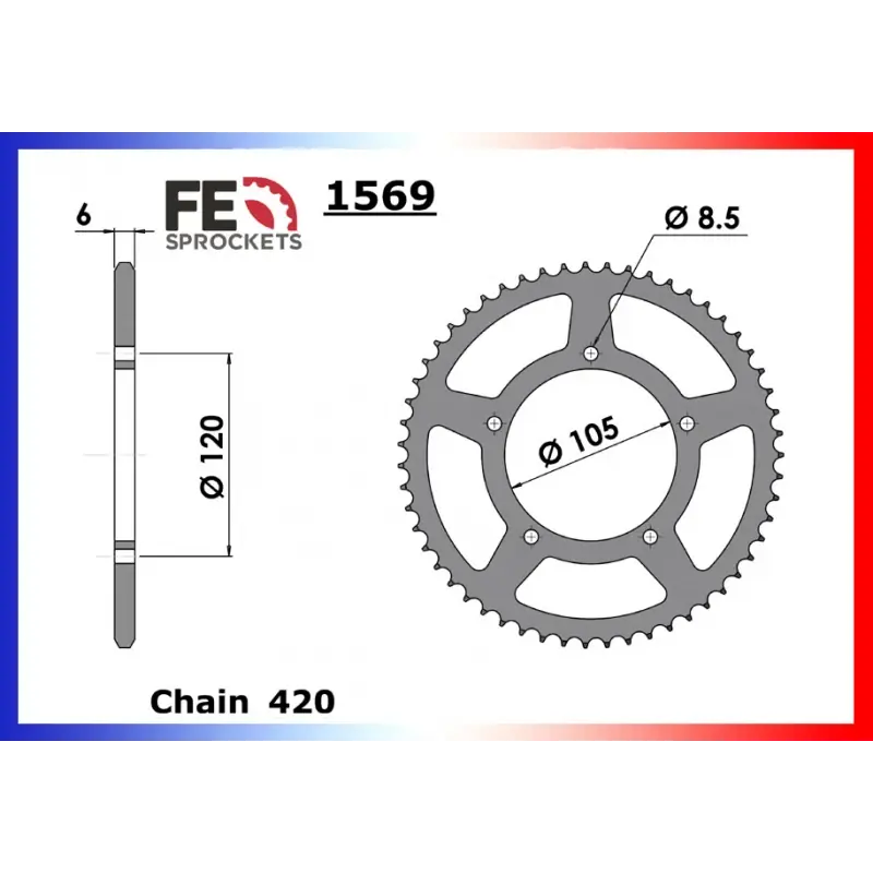Achat Immédiat Couronne Acier 51 dents pour chaine 420 – France Equipement 1003.1569.51