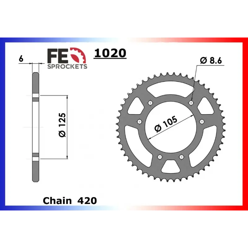 Bon Plan Couronne Acier 46 dents pour chaine 420 – France Equipement 1012.1020.46