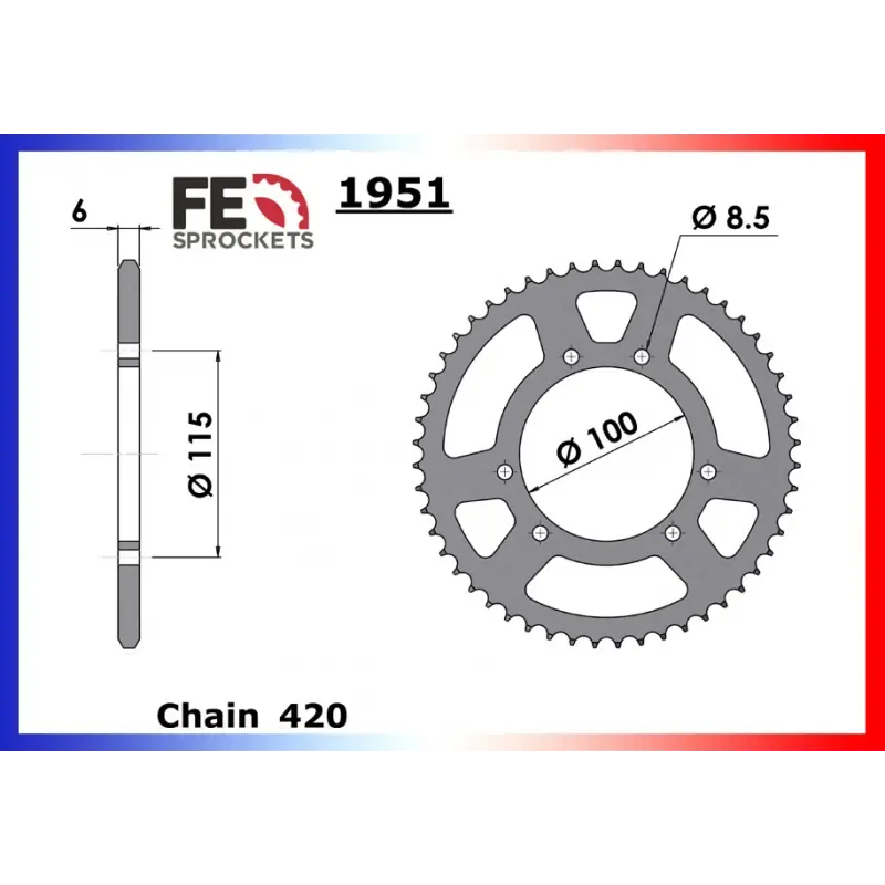 Usine Directe Couronne Acier 48 dents pour chaine 420 – France Equipement 1160.1951.48