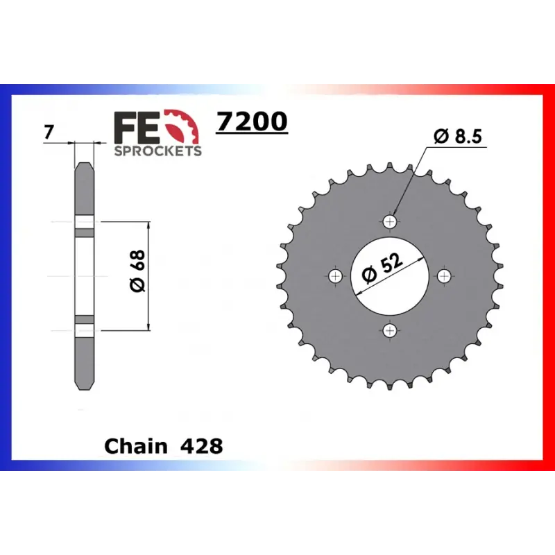 Bon Marché Couronne Acier 40 dents pour chaine 428 – France Equipement 2001.7200.40