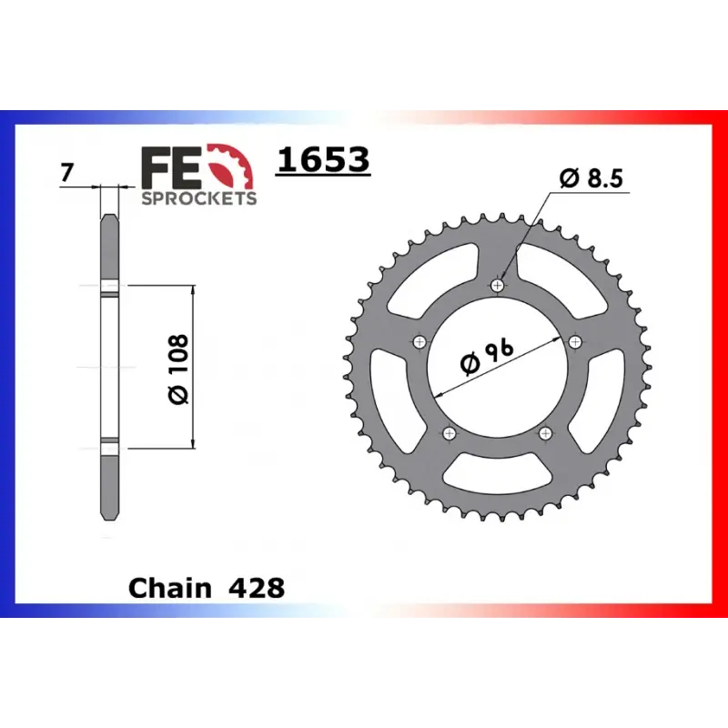 Acheter En Ligne Couronne Acier 52 dents pour chaine 428 – France Equipement 2114.1653.52