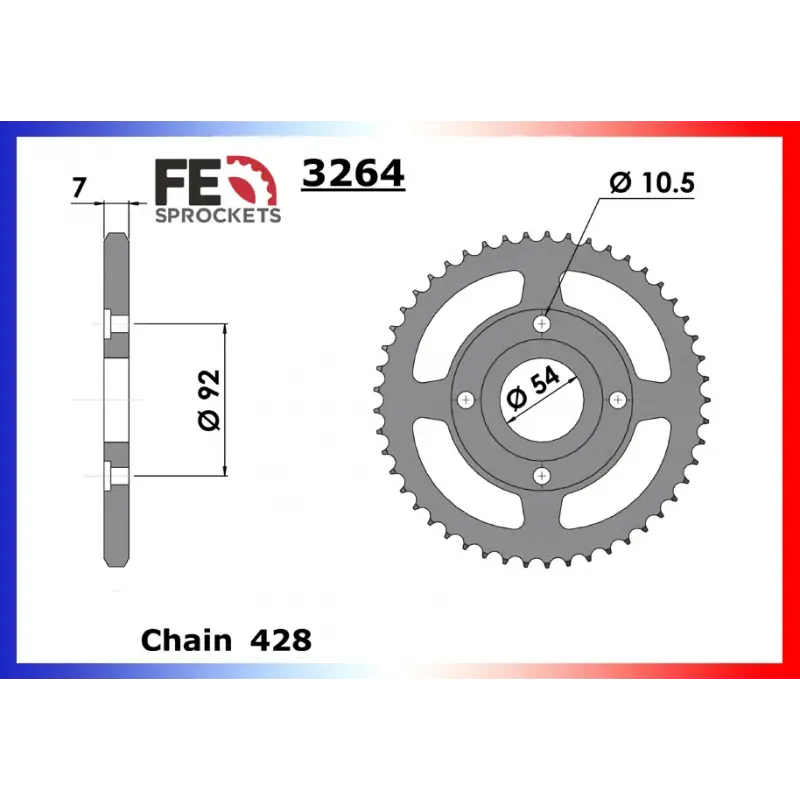 Affaire À Saisir Couronne Acier 43 dents pour chaine 428 – France Equipement 2906.3264.43