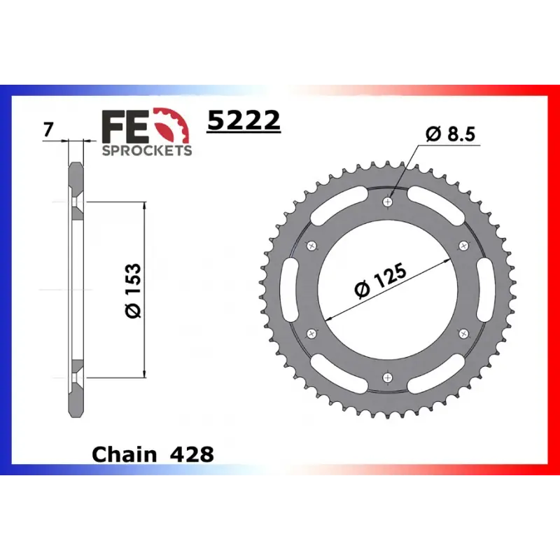 Bon Marché Couronne Acier 54 dents pour chaine 428 – France Equipement 2922.5222.54
