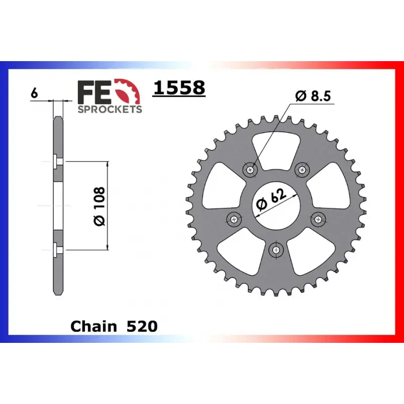 Acheter En Ligne Couronne Acier 42 dents pour chaine 520 – France Equipement 2937.1558.42