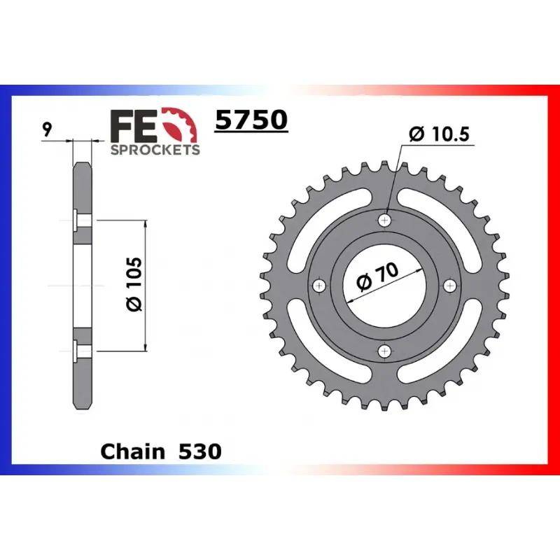 Couronne Acier 37 dents pour chaine 530 – France Equipement 4802.5750.37 Meilleur Prix