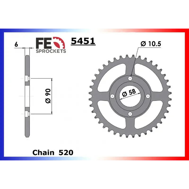 Authentique Couronne Acier 36 dents pour chaine 520 – France Equipement 4810.5451.36