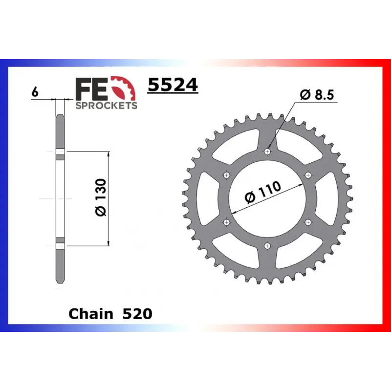 Soldes Couronne Acier 45 dents pour chaine 520 – France Equipement 5101.5524.45
