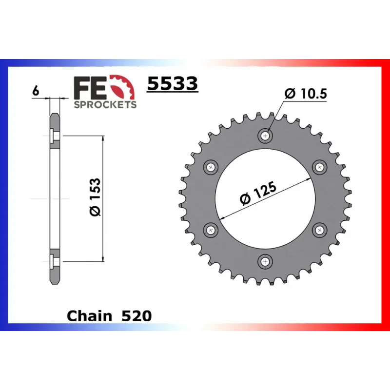 Authentique Couronne Acier 50 dents pour chaine 520 – France Equipement 5114.5533.50