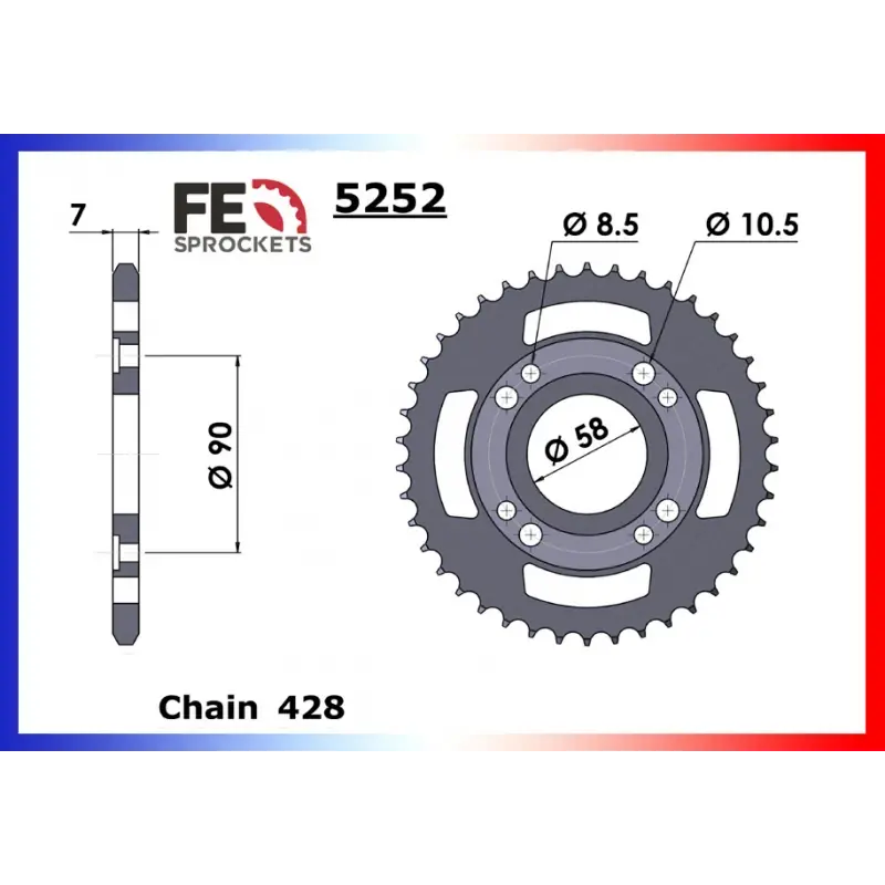 Bon Plan Couronne Acier 49 dents pour chaine 428 – France Equipement 9012.5252.49