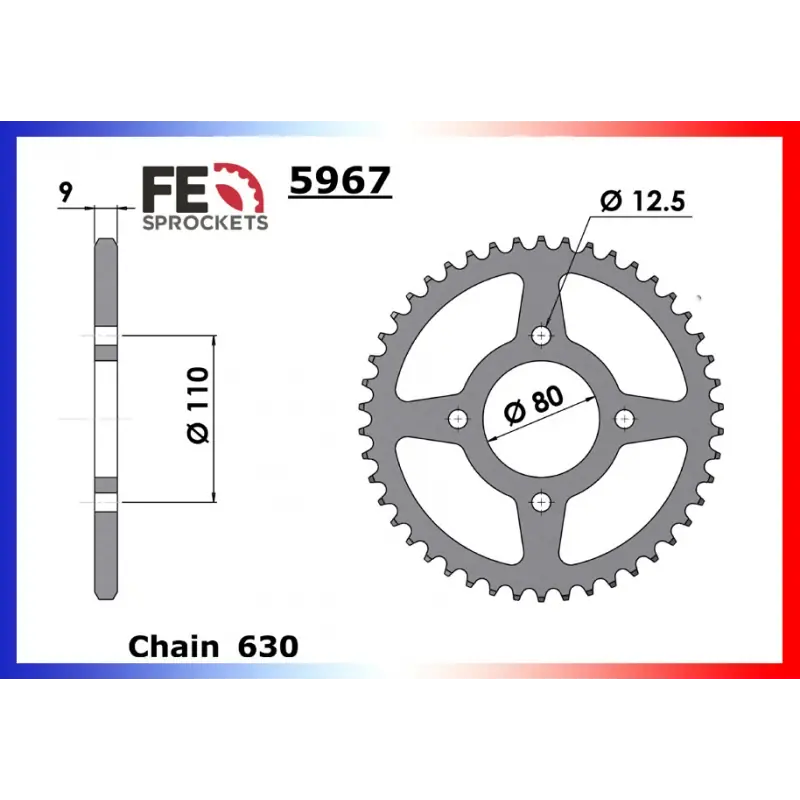 Acheter En Ligne Couronne Acier 40 dents pour chaine 630 – France Equipement 9202.5967.40