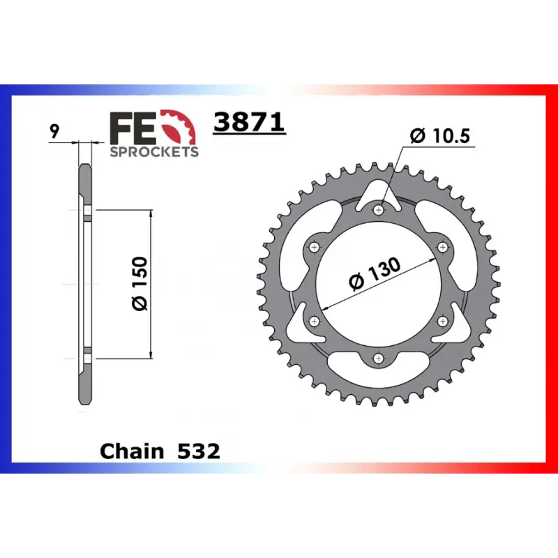 Soldes Couronne Acier 43 dents pour chaine 532 – France Equipement 9215.3871.43