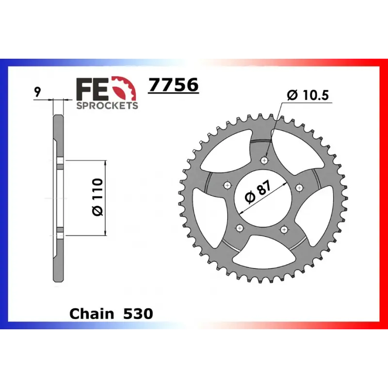 Vente Directe Couronne Acier 40 dents pour chaine 530 – France Equipement 9513.7756.40