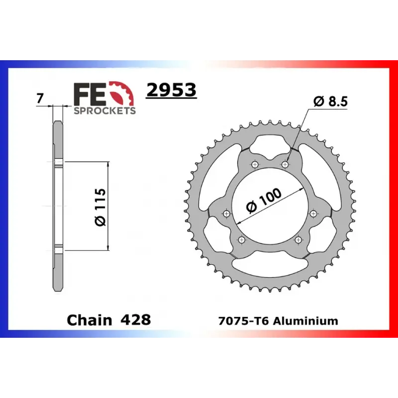 Vente Directe Couronne Alu 58 dents pour chaine 428 – France Equipement 1212.2953.581