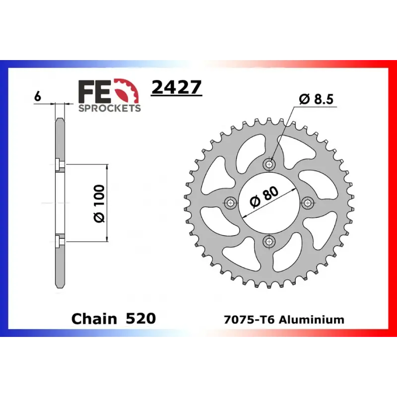 Achat Immédiat Couronne Alu 42 dents pour chaine 520 – France Equipement 1356.2427.421