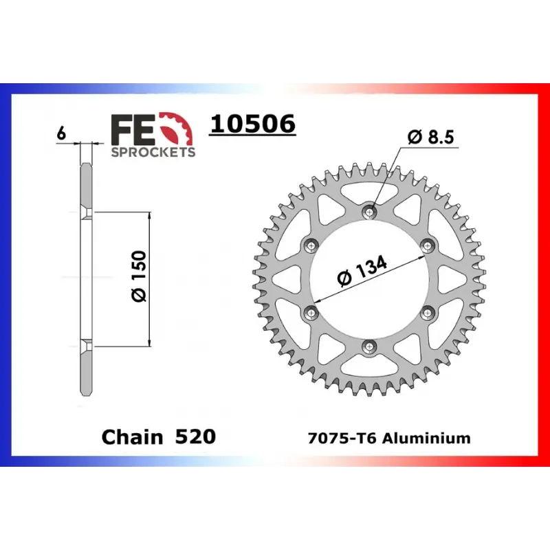 Usine Directe Couronne Alu 40 dents pour chaine 520 – France Equipement 5004.10506.401